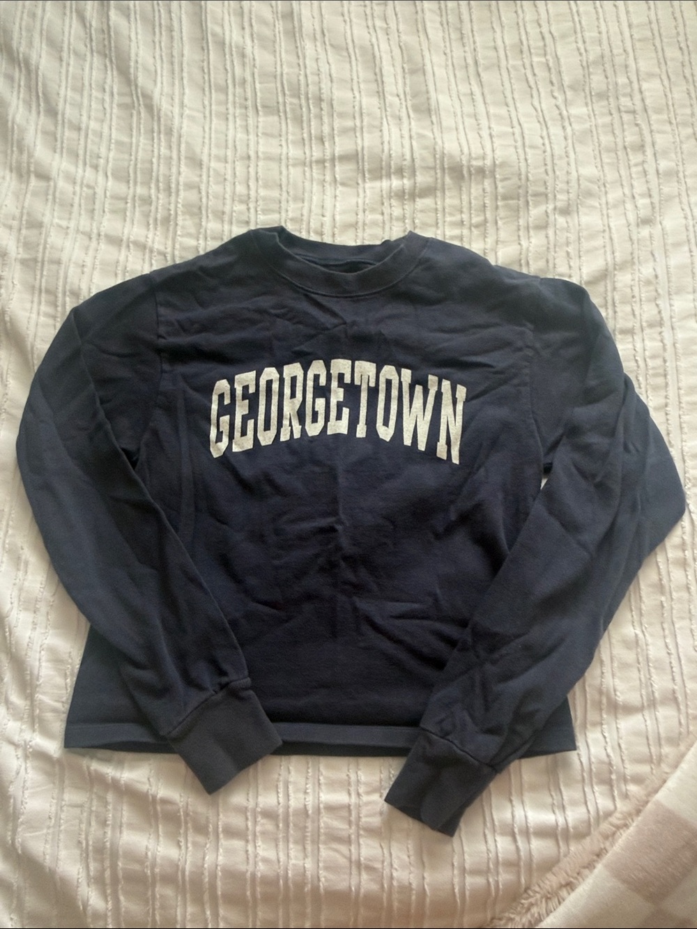 Brandy Melville Navy Crewneck Sweatshirt with White Georgetown Lettering